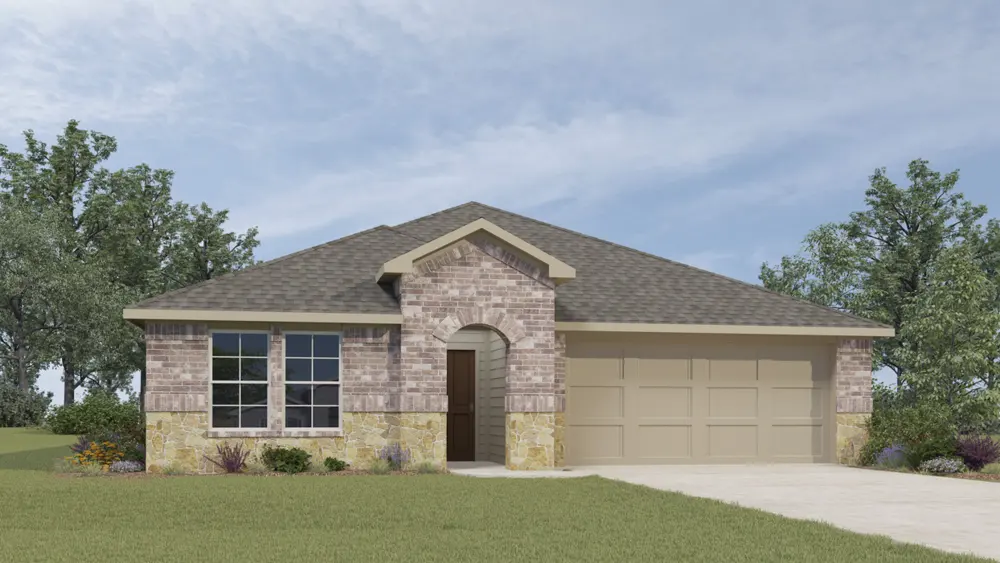 Lakeway floor plan at Sanger Circle: front rendering