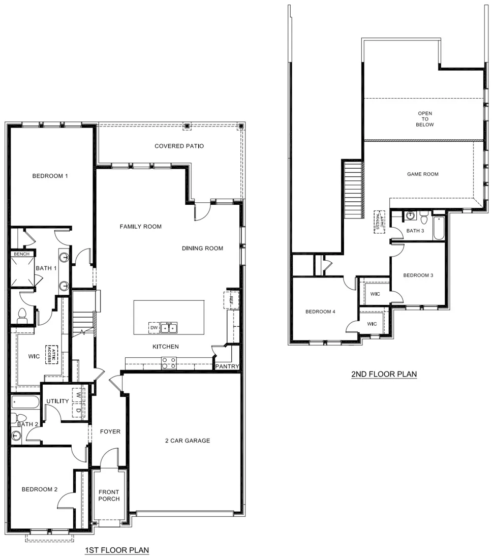 Bastrop floor plan drawing: 4 bedrooms, 3 baths, 2,981 square feet