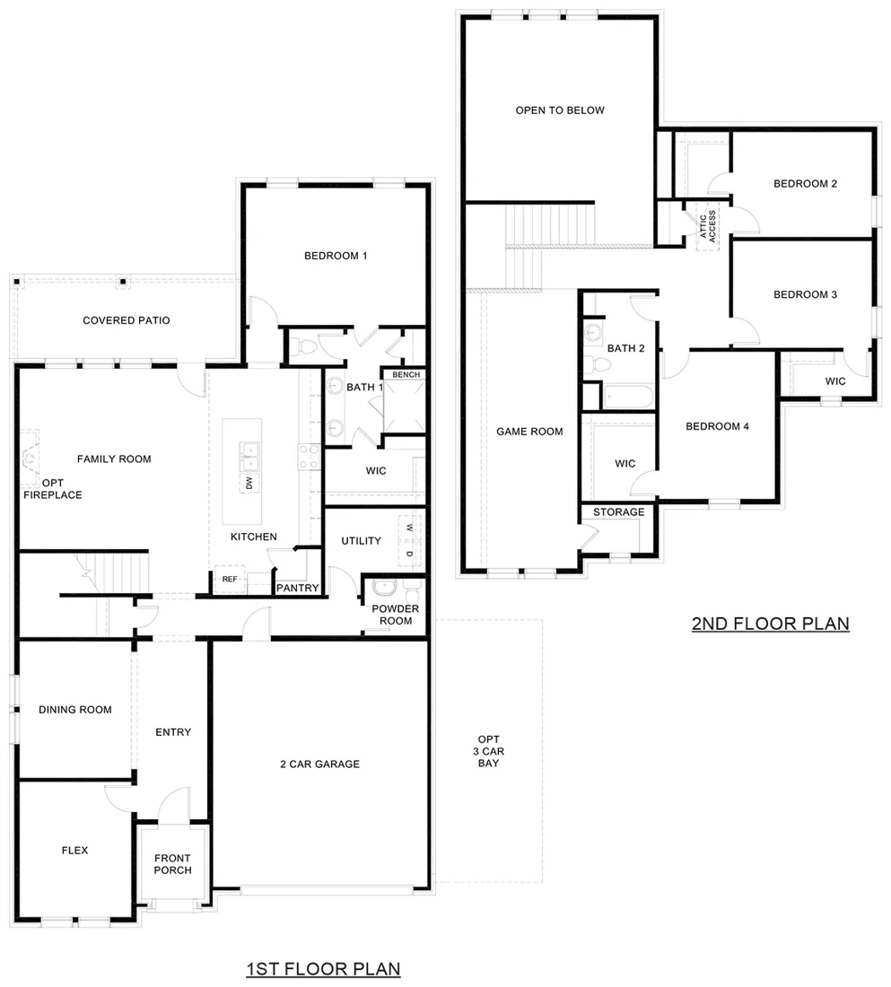 Conroe floor plan drawing: 4 bedrooms, 2.5 baths, 3,049 square feet