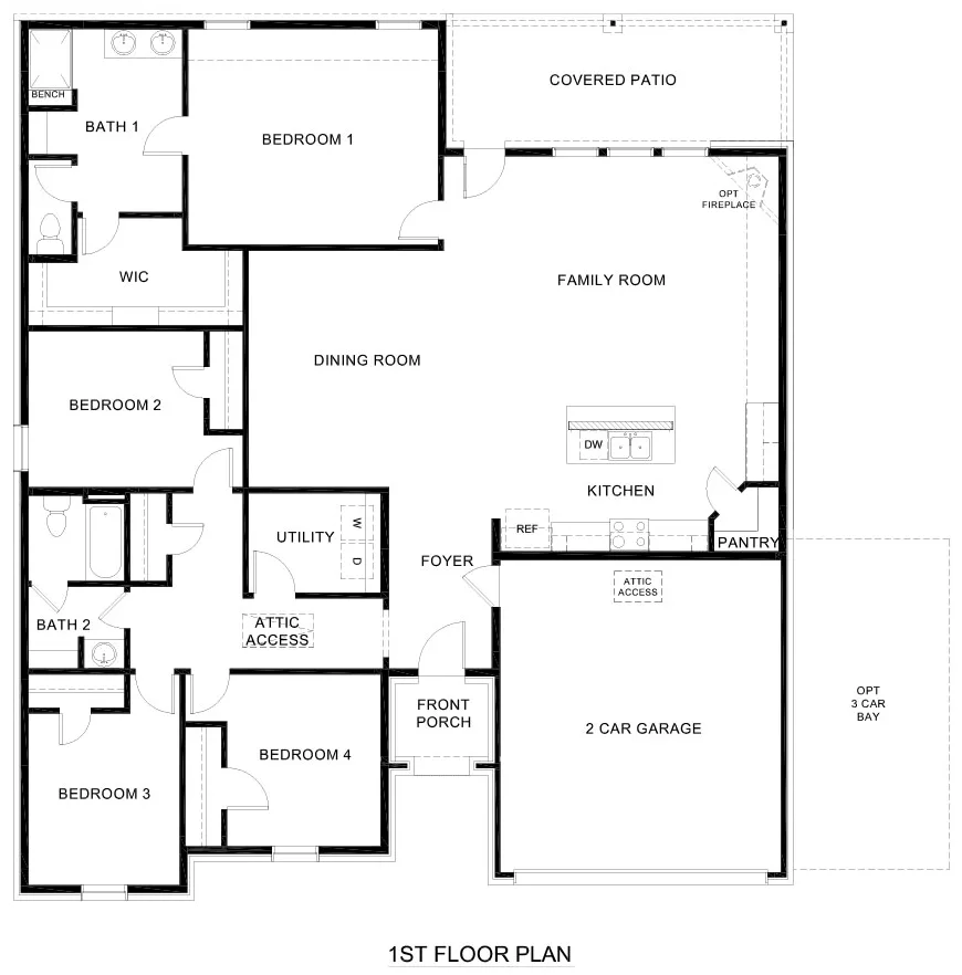 Echelon floor plan drawing: 4 bedrooms, 2 baths, 2,123 square feet