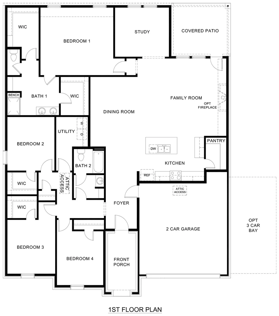 Harbour floor plan drawing: 4 bedrooms, 2 baths, 2,404 square feet