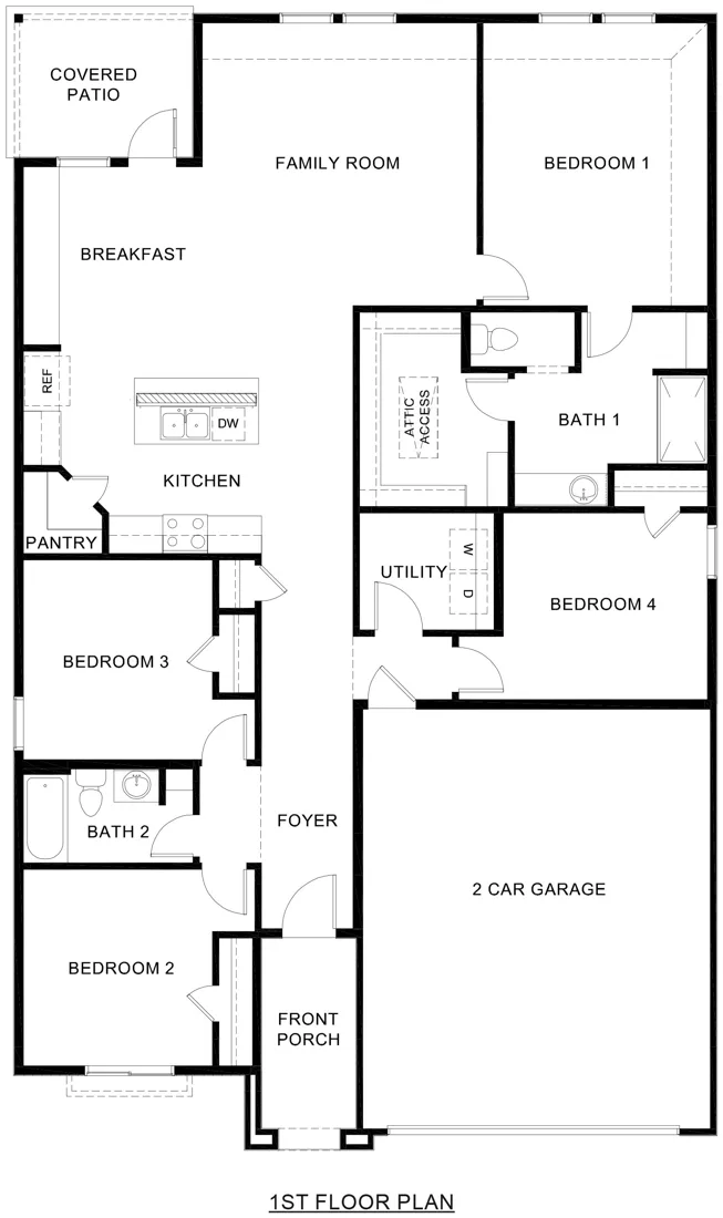 Icarus floor plan drawing: 4 bedrooms, 2 baths, 1,779 square feet