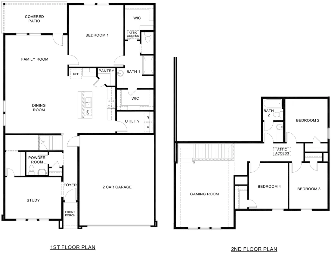 Pascal floor plan drawing: 4 bedrooms, 2.5 baths, 2,527 square feet